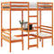 vidaXL Loft Bed Frame with Desk and Chairs Wax Brown 90x200cm Solid Wood Pine