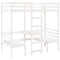 vidaXL Loft Bed Frame with Desk and Chairs White 80x200cm Solid Wood Pine