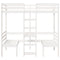 vidaXL Loft Bed Frame with Desk and Chairs White 80x200cm Solid Wood Pine