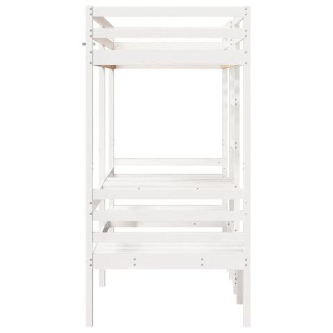 vidaXL Loft Bed Frame with Desk and Chairs White 80x200cm Solid Wood Pine