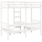 vidaXL Loft Bed Frame with Desk and Chairs White 80x200cm Solid Wood Pine