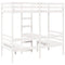 vidaXL Loft Bed Frame with Desk and Chairs White 75x190cm Solid Wood Pine