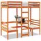 vidaXL Loft Bed Frame with Desk and Chairs Wax Brown 75x190cm Solid Wood Pine