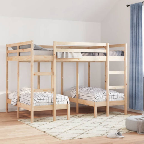 vidaXL Triple Bunk Bed Frame 140x200/70x140 cm Solid Wood Pine
