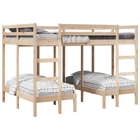 vidaXL Triple Bunk Bed Frame 140x200/70x140 cm Solid Wood Pine
