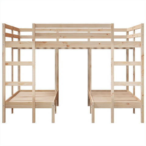 vidaXL Triple Bunk Bed Frame 140x200/70x140 cm Solid Wood Pine