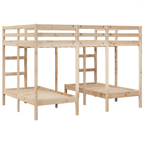 vidaXL Triple Bunk Bed Frame 140x200/70x140 cm Solid Wood Pine