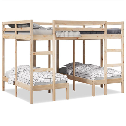 vidaXL Triple Bunk Bed Frame 140x200/70x140 cm Solid Wood Pine