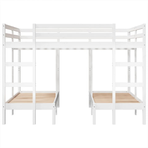 vidaXL Triple Bunk Bed Frame White 140x200/70x140 cm Solid Wood Pine