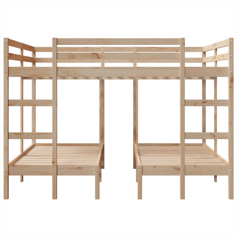 vidaXL Triple Bunk Bed Frame 160x200/80x160 cm Solid Wood Pine