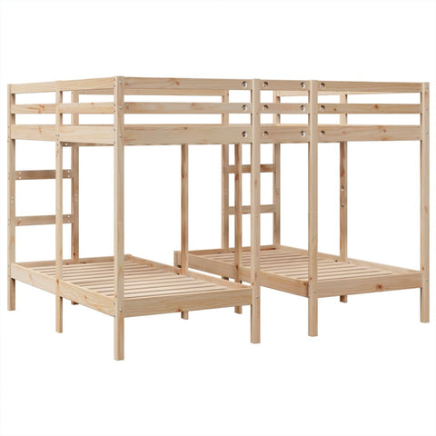 vidaXL Triple Bunk Bed Frame 160x200/80x160 cm Solid Wood Pine
