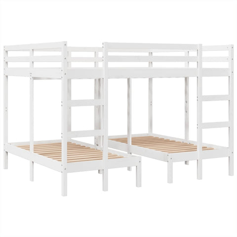 vidaXL Triple Bunk Bed Frame White 160x200/80x160 cm Solid Wood Pine