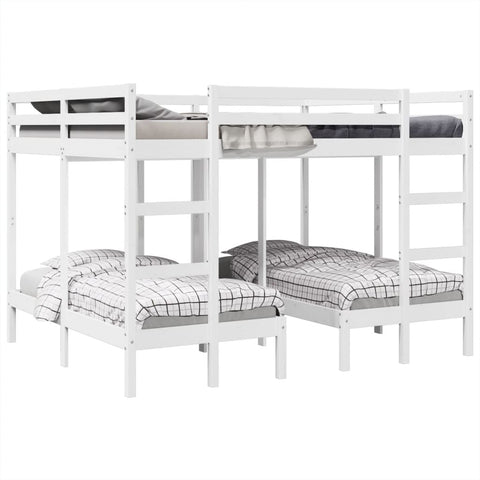 vidaXL Triple Bunk Bed Frame White 160x200/80x160 cm Solid Wood Pine