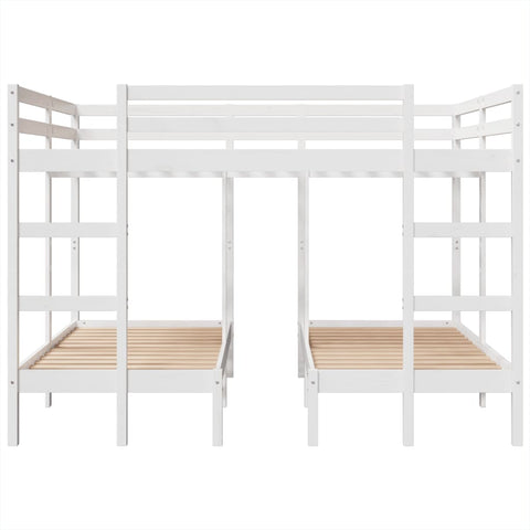 vidaXL Triple Bunk Bed Frame White 160x200/80x160 cm Solid Wood Pine
