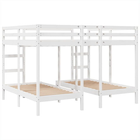 vidaXL Triple Bunk Bed Frame White 160x200/80x160 cm Solid Wood Pine