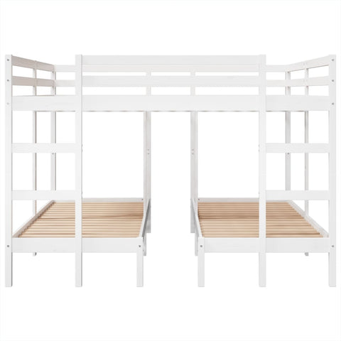vidaXL Triple Bunk Bed Frame White 200x200/80x200 cm Solid Wood Pine