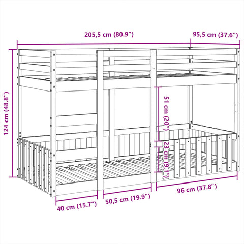 vidaXL Bunk Bed White 90x200 cm Solid Wood Pine