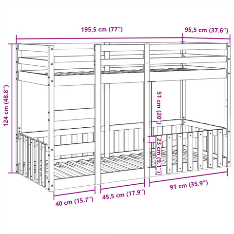 vidaXL Bunk Bed 90x190 cm Solid Wood Pine