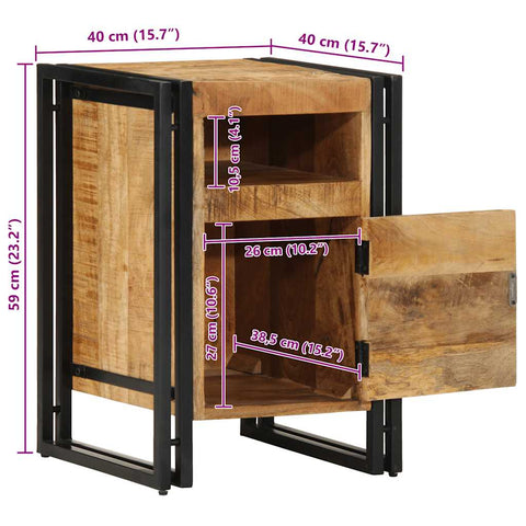 vidaXL Bedside Cabinet 40x40x59 cm Solid Rough Wood Mango