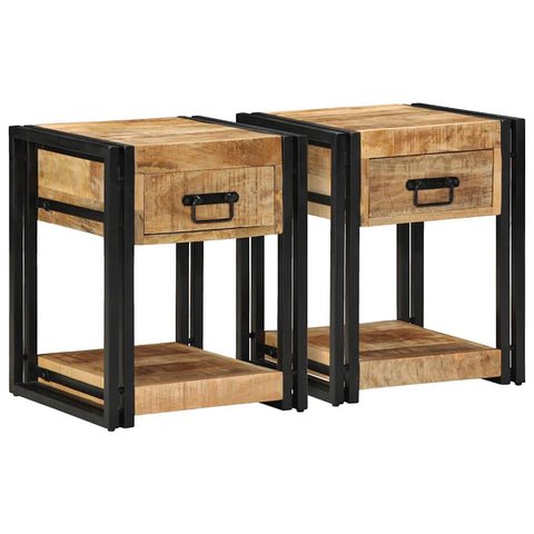 vidaXL Bedside Cabinets 2 pcs 40x40x50 cm Solid Rough Wood Mango