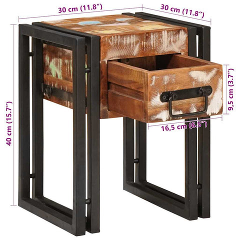 vidaXL End Table Other 30 x 30 x 40 cm Solid reclaimed wood and Metal