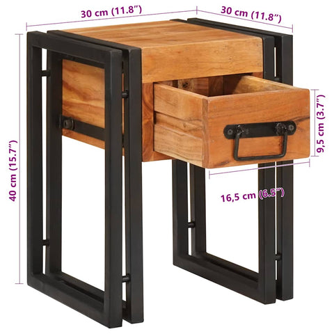 vidaXL End Table Other 30 x 30 x 40 cm Solid acacia wood and Metal
