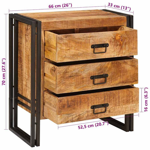 vidaXL Sideboard with Drawer Brown 66 x 33 x 70 cm Solid mango wood