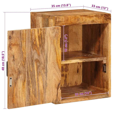 vidaXL Bedside Table Brown 35 x 33 x 48 cm Solid Mango Wood
