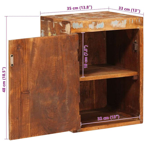 vidaXL Bedside Table Brown 35 x 33 x 48 cm Solid Wood Reclaimed