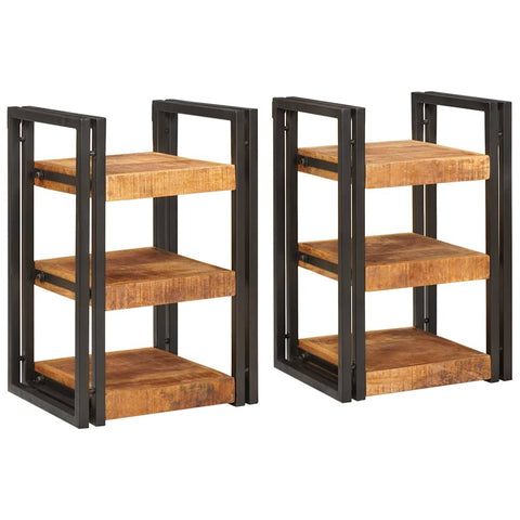 vidaXL Bedside Table 2 pcs Brown and black Solid Mango Wood