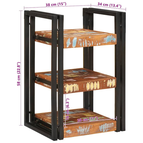 vidaXL Bedside Table Brown and black Solid Wood Reclaimed