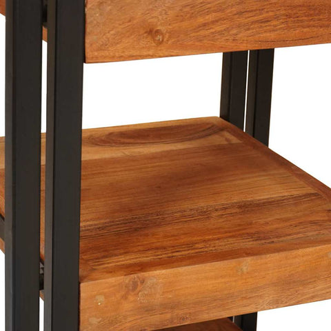vidaXL Bedside Table Brown and black 38 x 33 x 58 cm Solid Wood Acacia