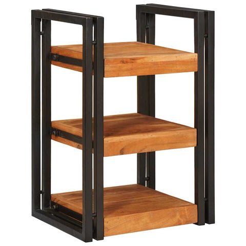 vidaXL Bedside Table Brown and black 38 x 33 x 58 cm Solid Wood Acacia