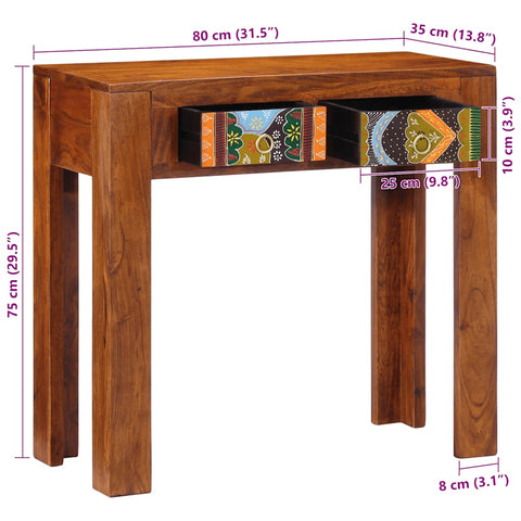 vidaXL Console Table 80x35x75 cm Solid Wood Acacia