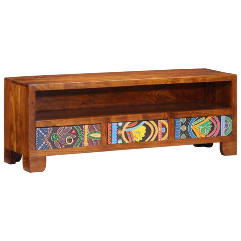 vidaXL TV Cabinet Multicolour 110x30x40 Solid Wood Acacia