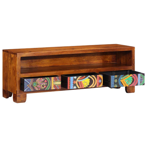 vidaXL TV Cabinet Multicolour 110x30x40 Solid Wood Acacia