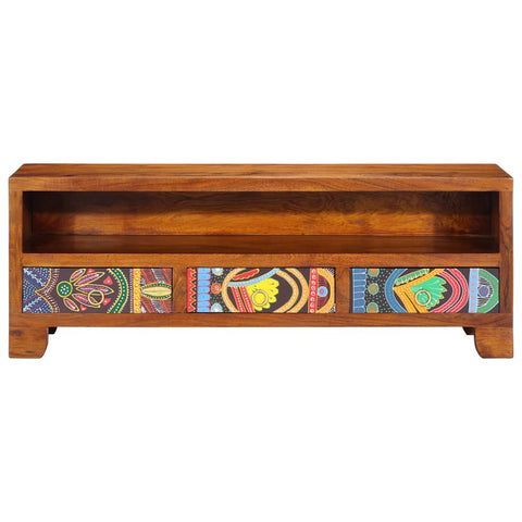 vidaXL TV Cabinet Multicolour 110x30x40 Solid Wood Acacia