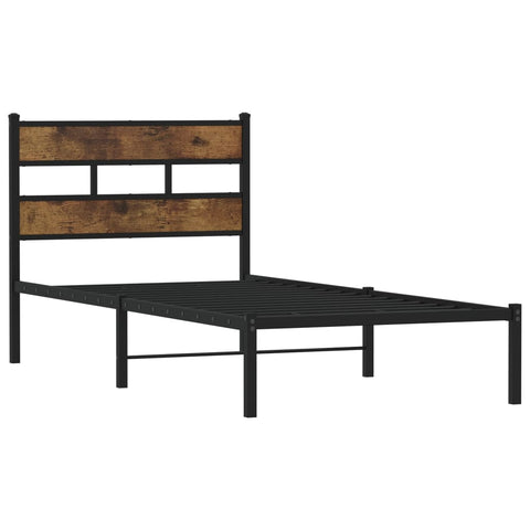 vidaXL Metal Bed Frame without Mattress Smoked Oak 100x190 cm