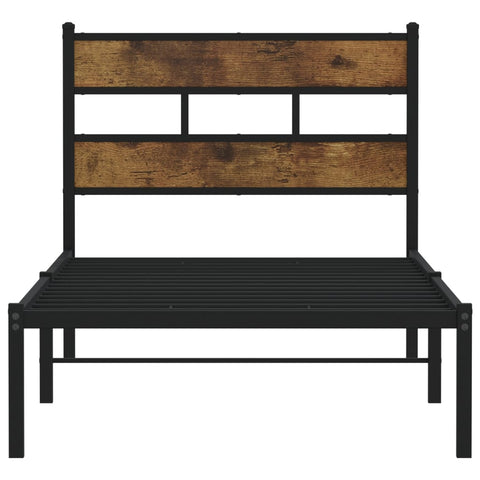 vidaXL Metal Bed Frame without Mattress Smoked Oak 100x190 cm