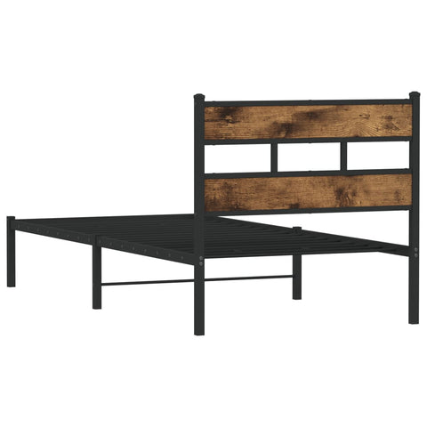 vidaXL Metal Bed Frame without Mattress Smoked Oak 100x190 cm