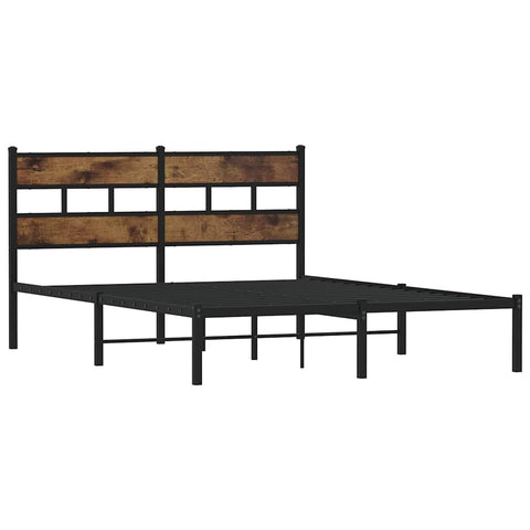 vidaXL Metal Bed Frame without Mattress Smoked Oak 135x190 cm Double