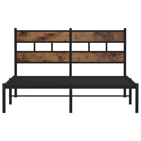 vidaXL Metal Bed Frame without Mattress Smoked Oak 135x190 cm Double