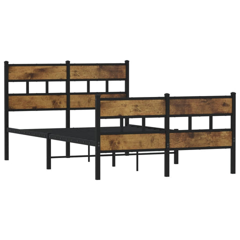 vidaXL Metal Bed Frame without Mattress Smoked Oak 120x190 cm Small Double