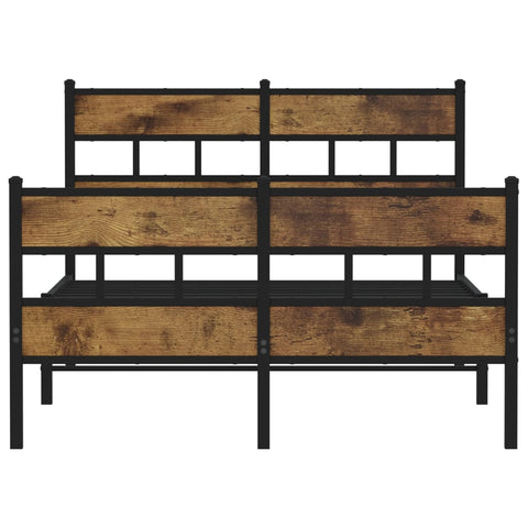 vidaXL Metal Bed Frame without Mattress Smoked Oak 120x190 cm Small Double