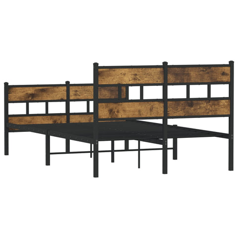 vidaXL Metal Bed Frame without Mattress Smoked Oak 120x190 cm Small Double