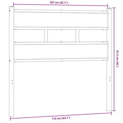 vidaXL Headboard Smoked Oak 107 cm Iron and Engineered Wood