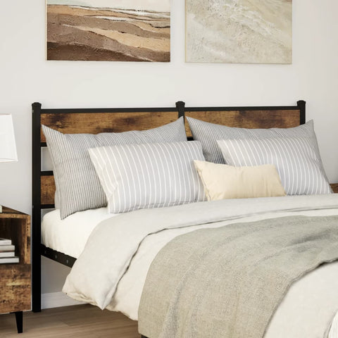 vidaXL Headboard Smoked Oak 140 cm Iron and Engineered Wood