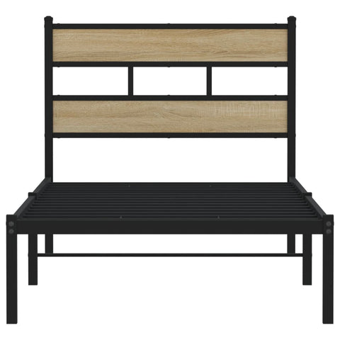 vidaXL Metal Bed Frame without Mattress Sonoma Oak 75x190 cm Small Single