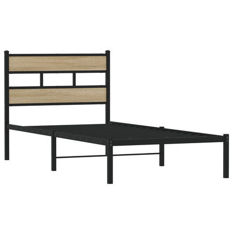 vidaXL Metal Bed Frame without Mattress Sonoma Oak 107x203 cm