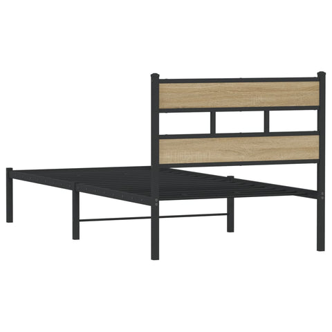 vidaXL Metal Bed Frame without Mattress Sonoma Oak 107x203 cm